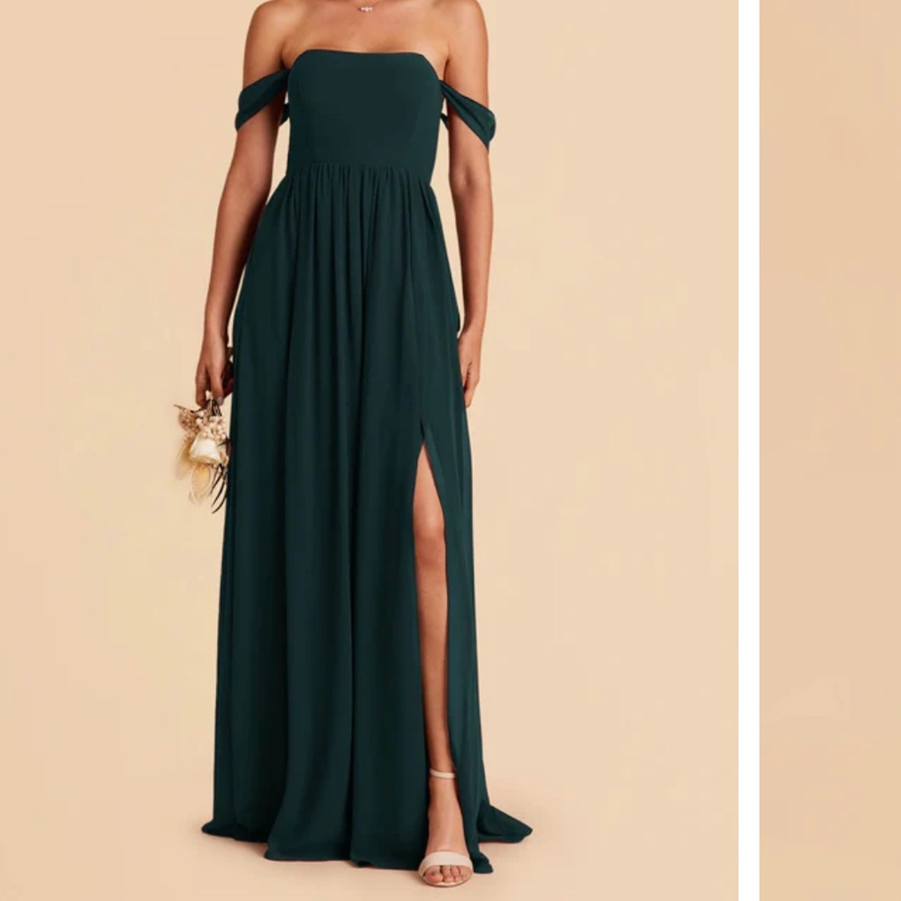 Birdy Grey Emerald, chiffon material, can wear strapless or off-the-shoulder